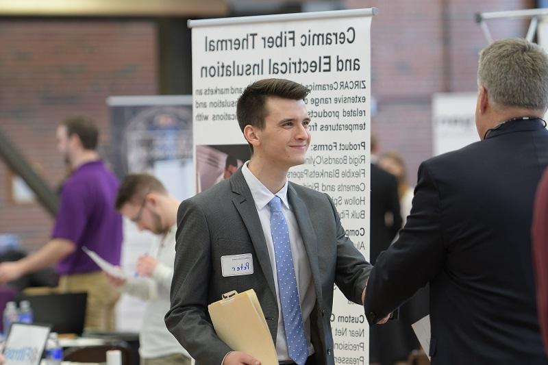 Student at a career fair